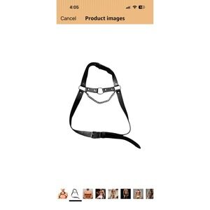 Black Sexy Leather Metal Chain Chest Harness Harness SM Cosplay NIP Accessories